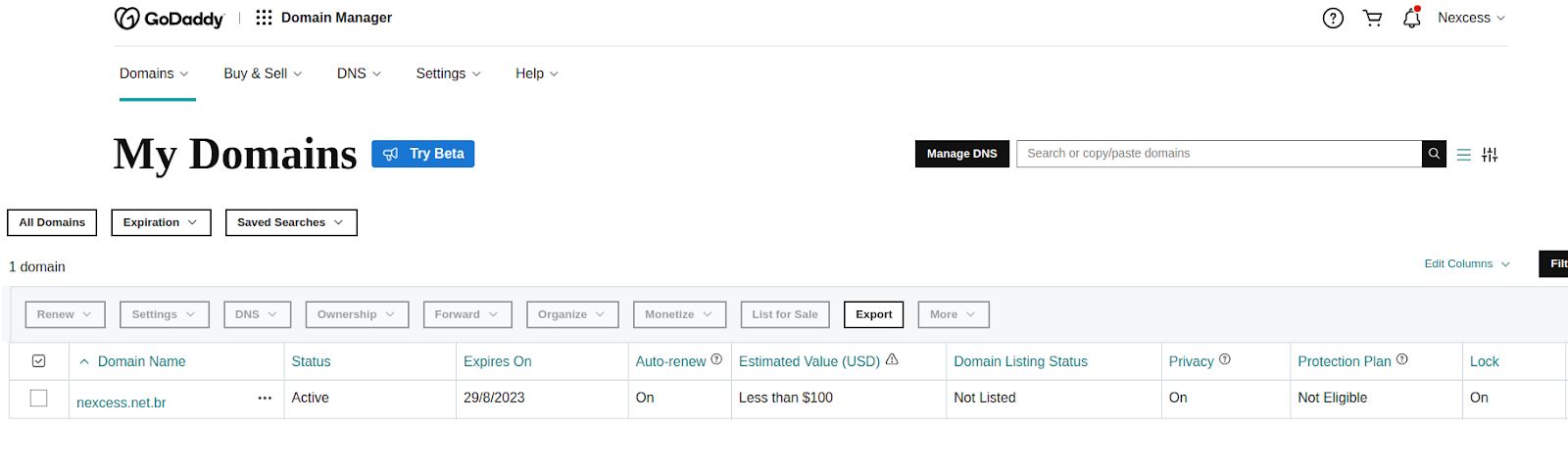 Select the domain(s) to unlock and toggle the Off radio button next to Lock and unlock the domain.