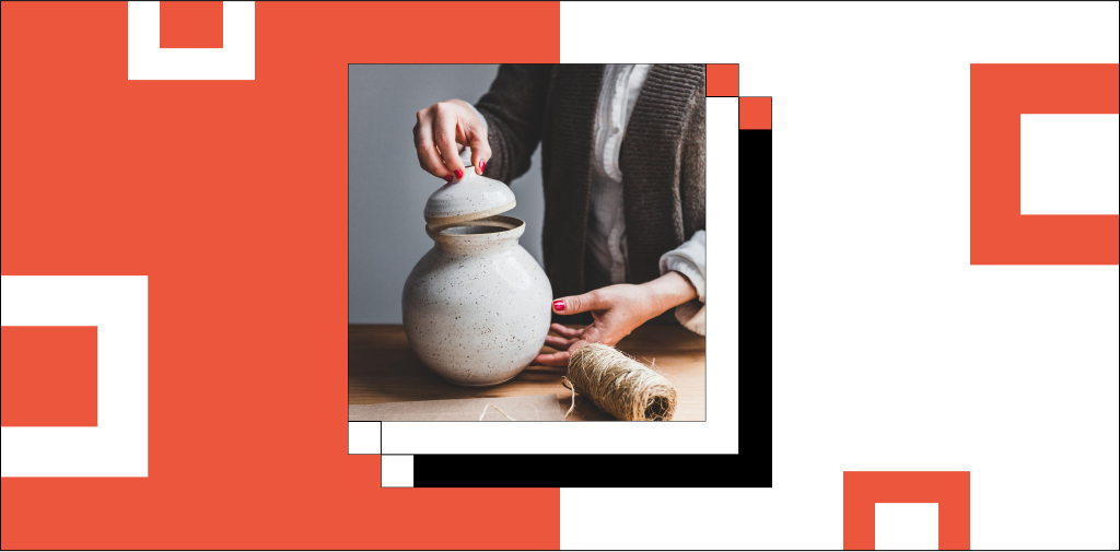 Picture of ceramic pottery on a table in front of a person