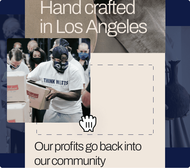Screengrab of drag-and-drop page designer for an online store selling handcrafted items in Los Angeles